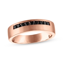 Now + Forever Men's Black Diamond Wedding Band 3/8 ct tw 10K Rose Gold