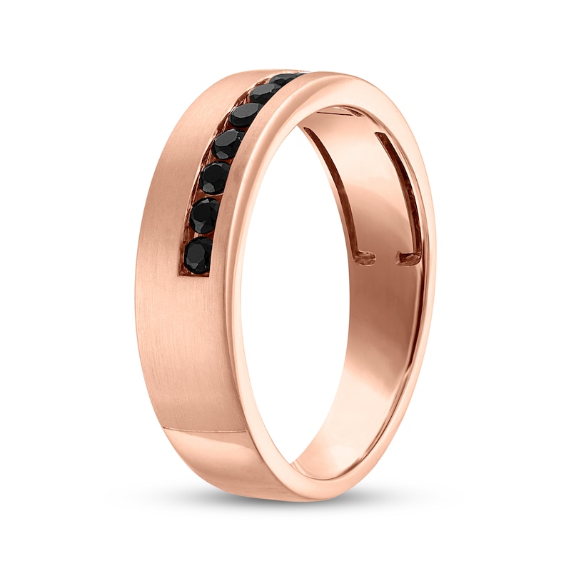 Main Image 2 of Now + Forever Men's Black Diamond Wedding Band 3/8 ct tw 10K Rose Gold