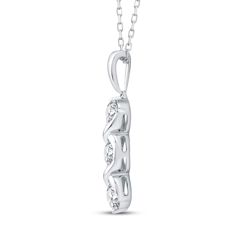 Main Image 2 of Memories Moments Magic Diamond Three-Stone Twist Drop Necklace 5/8 ct tw 10K White Gold 18&quot;