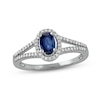 Thumbnail Image 1 of Blue Sapphire & Diamond Ring 1/6 ct tw 10K White Gold