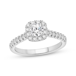 Now + Forever Lab-Grown Diamonds Round-Cut Halo Engagement Ring 3/4 ct tw 14K White Gold