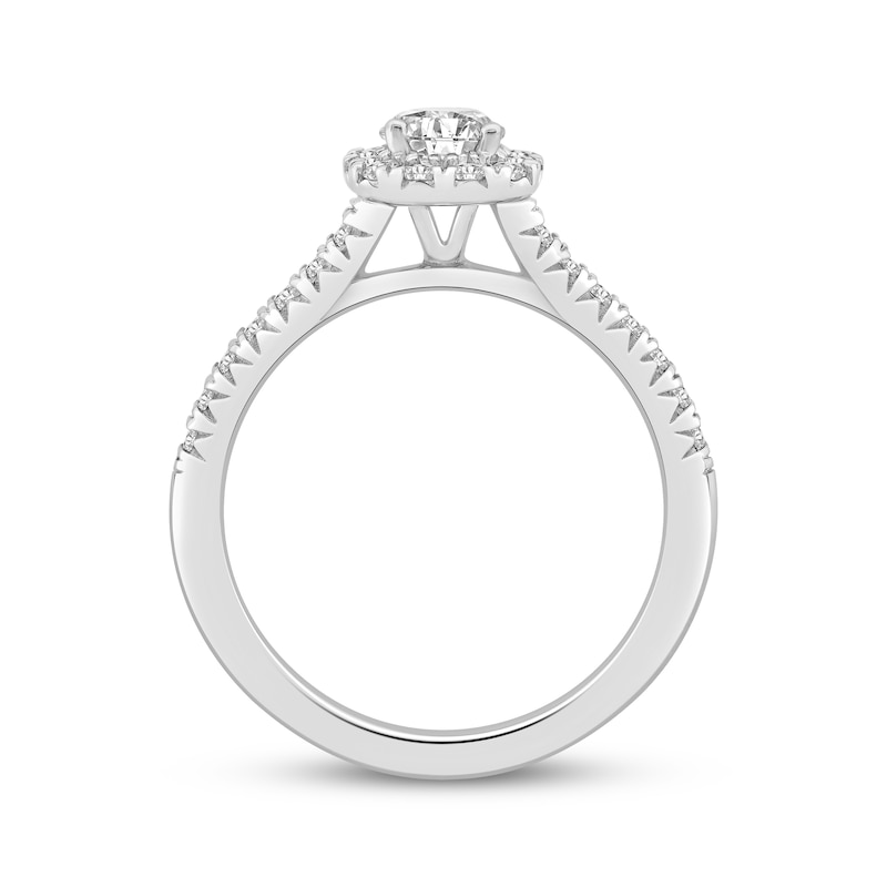 Main Image 3 of Lab-Grown Diamonds by KAY Round-Cut Halo Engagement Ring 3/4 ct tw 14K White Gold