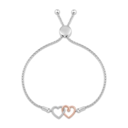 Hallmark Diamonds Hearts Bolo Bracelet 1/20 ct tw Sterling Silver & 10K Rose Gold 8.5&quot;