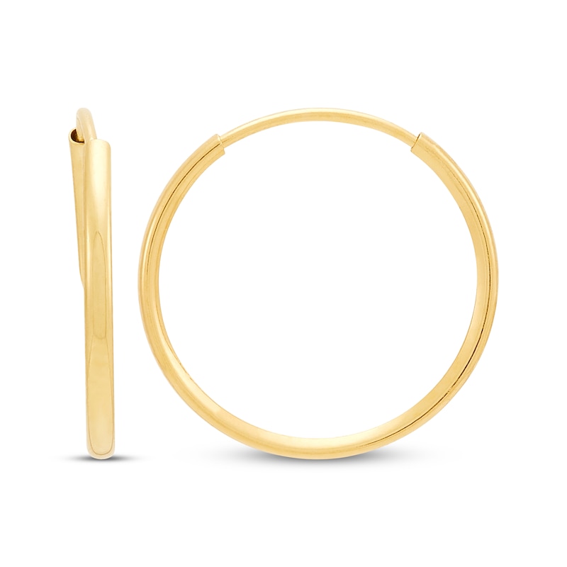 Main Image 3 of Polished Endless Hoop Earrings 14K Yellow Gold 13mm