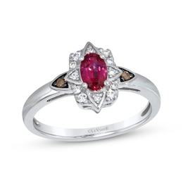 Le Vian Oval-Cut Ruby Ring 1/8 ct tw Diamonds Platinum