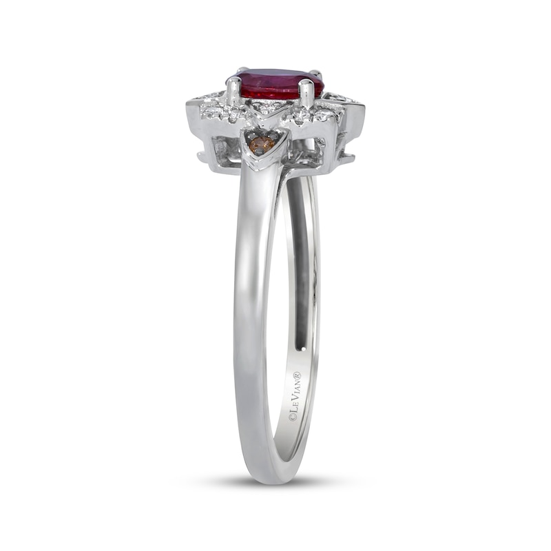 Main Image 2 of Le Vian Oval-Cut Ruby Ring 1/8 ct tw Diamonds Platinum