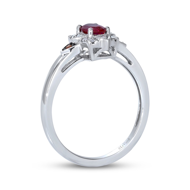 Main Image 3 of Le Vian Oval-Cut Ruby Ring 1/8 ct tw Diamonds Platinum