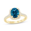 Thumbnail Image 1 of Oval-Cut London Blue Topaz & Diamond Halo Engagement Ring 1/3 ct tw 14K Yellow Gold