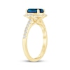 Thumbnail Image 2 of Oval-Cut London Blue Topaz & Diamond Halo Engagement Ring 1/3 ct tw 14K Yellow Gold