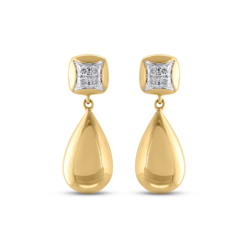 Main Image 2 of Multi-Diamond Teardrop Dangle Earrings 1/20 ct tw 10K Yellow Gold