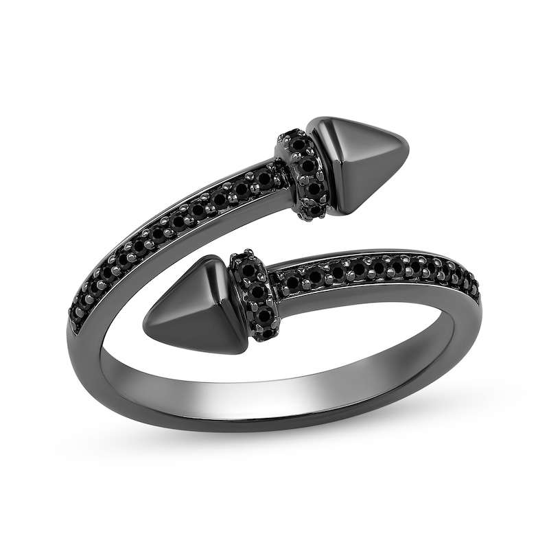 Main Image 1 of Ink & Ice Black Diamond Bypass Ring 1/5 ct tw Black Rhodium-Plated Sterling Silver