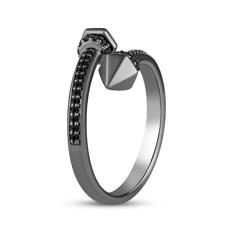 Main Image 2 of Ink & Ice Black Diamond Bypass Ring 1/5 ct tw Black Rhodium-Plated Sterling Silver