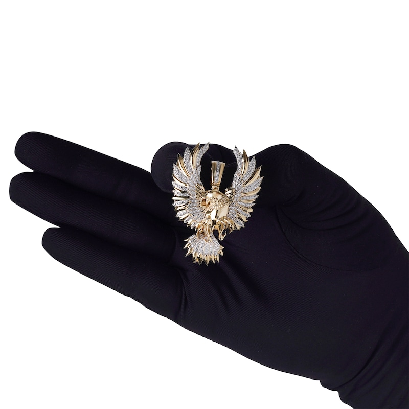 Main Image 4 of Men's Diamond Eagle Charm 1/6 ct tw 10K Yellow Gold