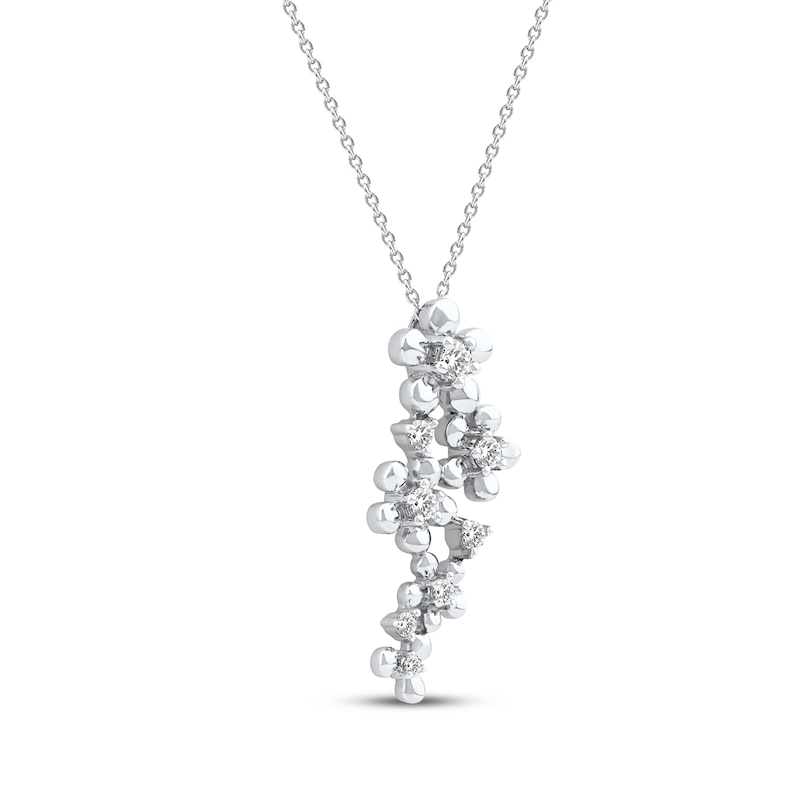 Main Image 2 of Diamond Flower Drop Necklace 1/4 ct tw 10K White Gold 18&quot;