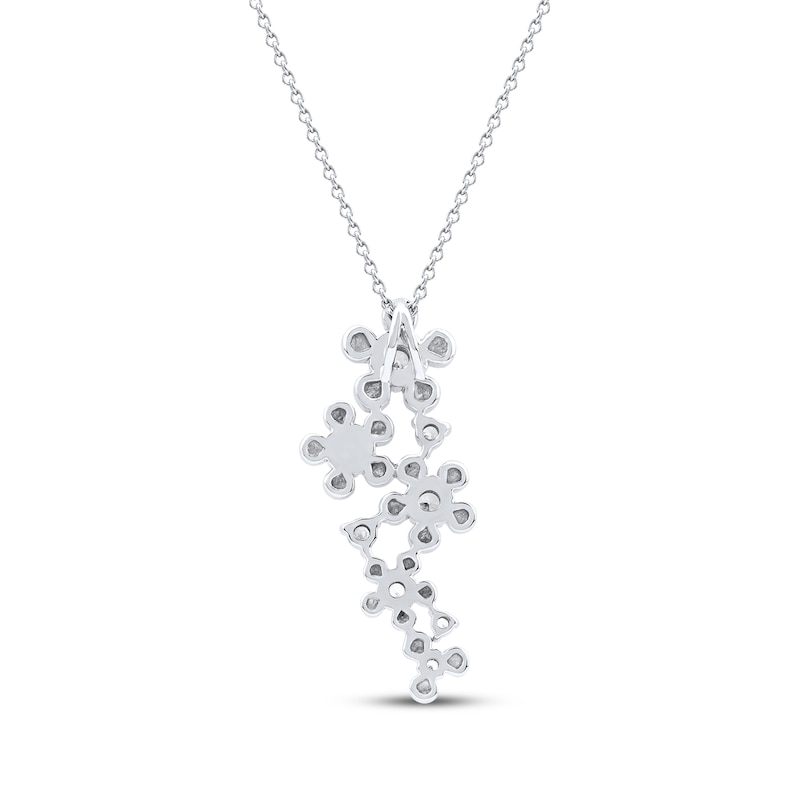 Main Image 3 of Diamond Flower Drop Necklace 1/4 ct tw 10K White Gold 18&quot;