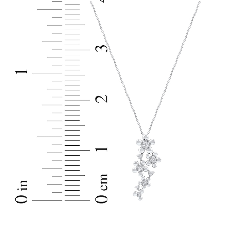 Main Image 7 of Diamond Flower Drop Necklace 1/4 ct tw 10K White Gold 18&quot;