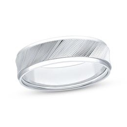 Now + Forever Men's Grooved Wedding Band 10K White Gold 6mm