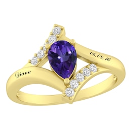 Pear-Shaped Gemstone Ring (1 Stone and 2 Lines)