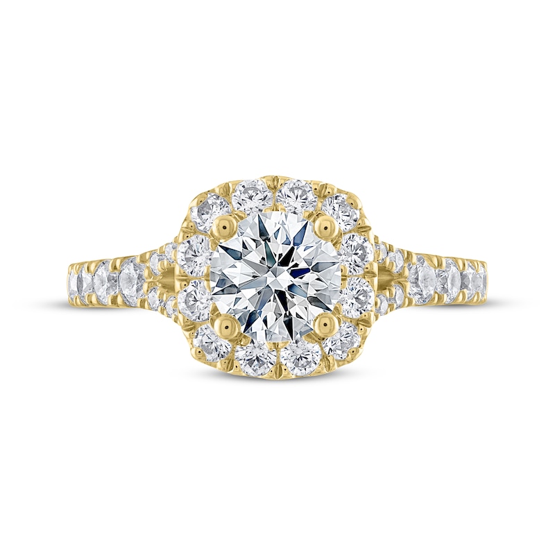 Main Image 3 of THE LEO Ideal Cut Round-Cut Diamond Engagement Ring 1-3/4 ct tw 14K Yellow Gold