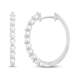 Lab-Created Diamonds by KAY Oval Hoop Earrings 1 ct tw 14K White Gold