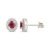 Thumbnail Image 1 of Oval-Cut Ruby & Diamond Stud Earrings 1/10 ct tw 10K White Gold