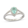 Thumbnail Image 1 of Pear-Shaped Coastal Blue Apatite & Round-Cut Diamond Ring 1/8 ct tw Sterling Silver