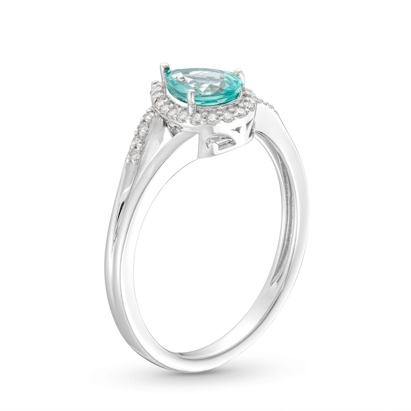 Pear-Shaped Coastal Blue Apatite & Round-Cut Diamond Ring 1/8 ct tw ...