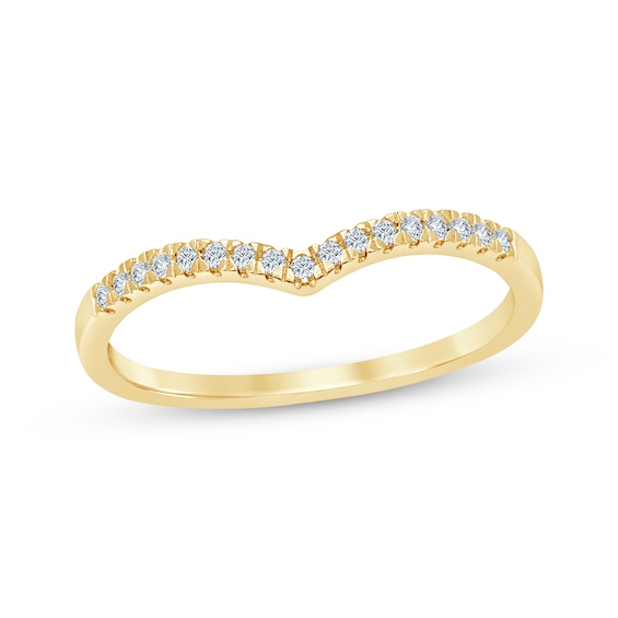 Round-Cut Diamond Chevron Anniversary Band 1/10 ct tw 10K Yellow Gold