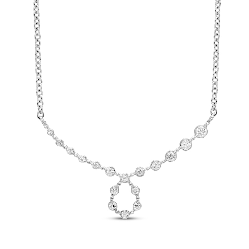 Main Image 1 of Diamond Loop Smile Necklace 1/10 ct tw 10K White Gold 18&quot;