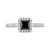 Thumbnail Image 2 of Princess-Cut Black Diamond & White Diamond Halo Engagement Ring 1 ct tw 14K White Gold