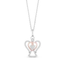 Hallmark Diamonds Angel Heart Necklace 1/5 ct tw Sterling Silver & 10K Rose Gold 18&quot;