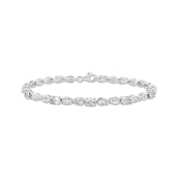 Oval-Cut White Lab-Created Sapphire Infinity Link Bracelet Sterling Silver 7.5&quot;
