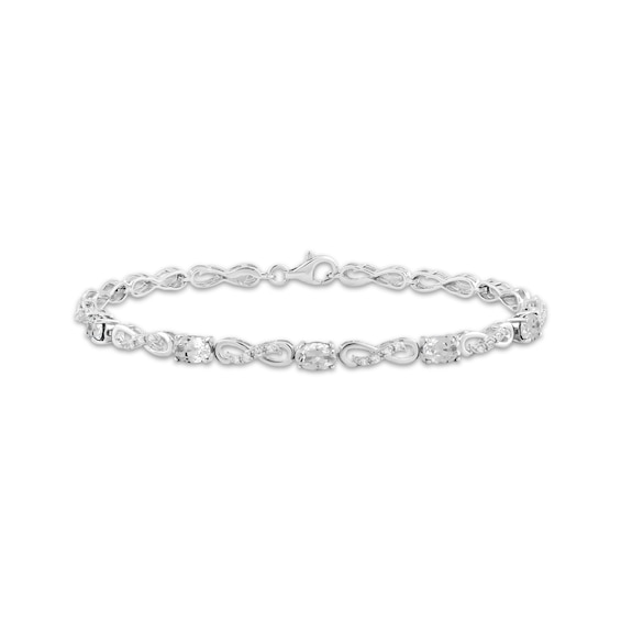 Oval-Cut White Lab-Created Sapphire Infinity Link Bracelet Sterling Silver 7.5"