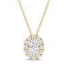 Thumbnail Image 0 of Lab-Grown Diamonds by KAY Oval-Cut Halo Necklace 1/2 ct tw 10K Yellow Gold 18"