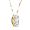 Thumbnail Image 1 of Lab-Grown Diamonds by KAY Oval-Cut Halo Necklace 1/2 ct tw 10K Yellow Gold 18"