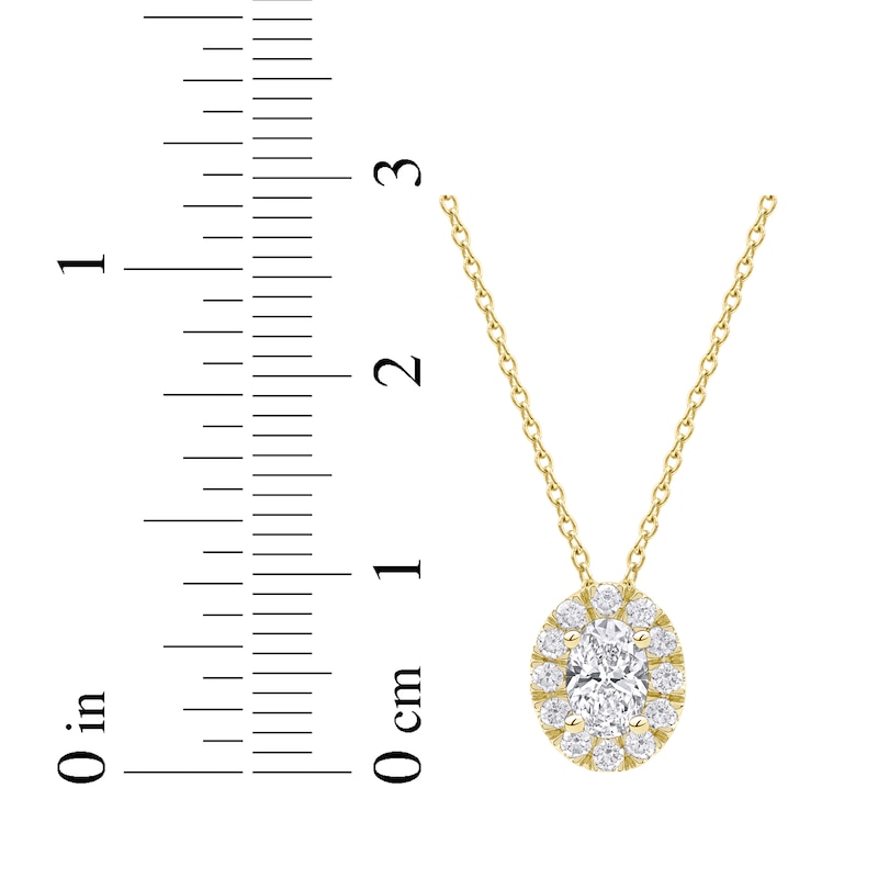 Lab-Grown Diamonds by KAY Oval-Cut Halo Necklace 1/2 ct tw 10K Yellow Gold 18"