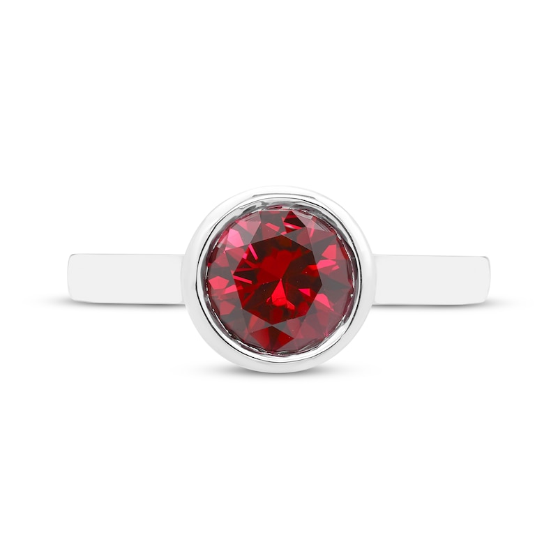 Main Image 3 of Lab-Created Ruby Solitaire Bezel-Set Ring Sterling Silver