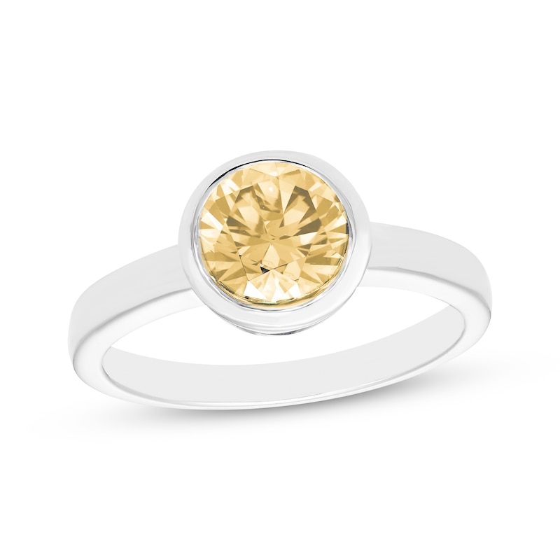 Main Image 1 of Citrine Solitaire Bezel-Set Ring Sterling Silver