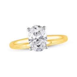 Lab-Created Diamonds by KAY Oval-Cut Solitaire Engagement Ring 1-1/2 ct tw 14K Yellow Gold (F/SI2)