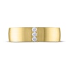 Thumbnail Image 3 of Men's THE LEO Diamond Three-Stone Wedding Band 1/10 ct tw 14K Yellow Gold