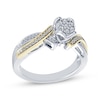 Thumbnail Image 1 of Multi-Diamond Center Twist Shank Promise Ring 1/5 ct tw Sterling Silver & 10K Yellow Gold