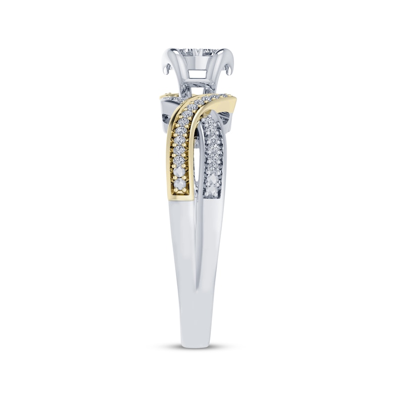 Main Image 2 of Multi-Diamond Center Twist Shank Promise Ring 1/5 ct tw Sterling Silver & 10K Yellow Gold