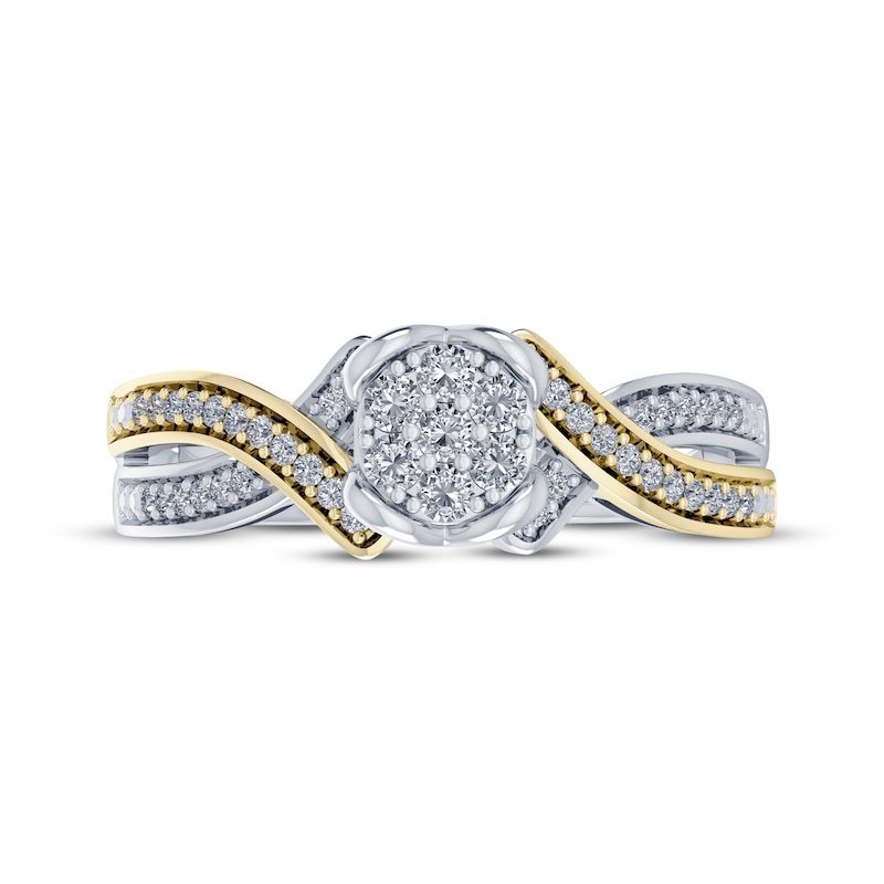 Main Image 3 of Multi-Diamond Center Twist Shank Promise Ring 1/5 ct tw Sterling Silver & 10K Yellow Gold