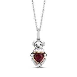 Disney Treasures The Lion King &quot;Simba&quot; Garnet & Diamond Accent Necklace Sterling Silver & 10K Yellow Gold 19&quot;