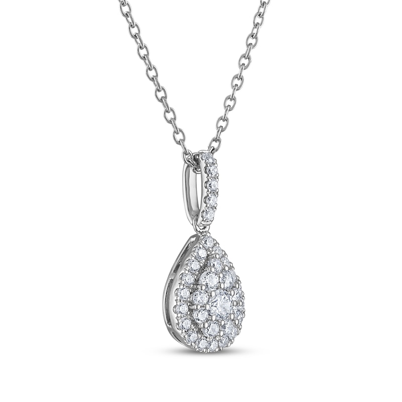 THE LEO Diamond Multi-Stone Teardrop Necklace 1/2 ct tw 14K White Gold 19"