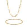 Thumbnail Image 1 of Semi-Solid Figaro Chain Necklace & Bracelet Set 5.2mm 10K Yellow Gold