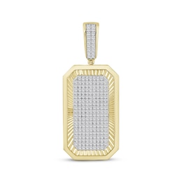 Men's Multi-Diamond Dog Tag Charm 3/4 ct tw 10K Yellow Gold