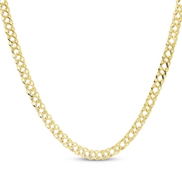 Diamond-Cut Double Curb Chain Necklace 4.7mm Semi-Solid 14K Yellow Gold 20&quot;