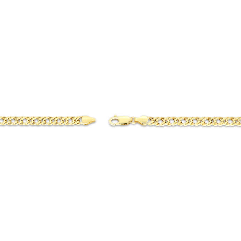 Main Image 3 of Semi-Solid Diamond-Cut Double Curb Chain Necklace 4.7mm 14K Yellow Gold 20&quot;