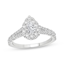 Lab-Grown Diamonds by KAY Pear-Shaped Halo Engagement Ring 1 ct tw 14K White Gold